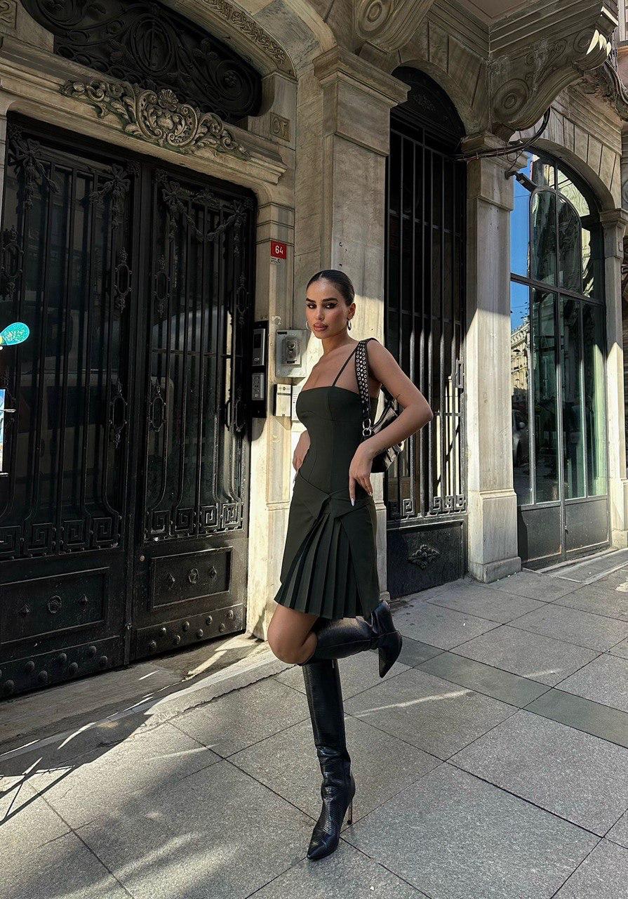 Set Rochie cu Top si Fusta Plisata