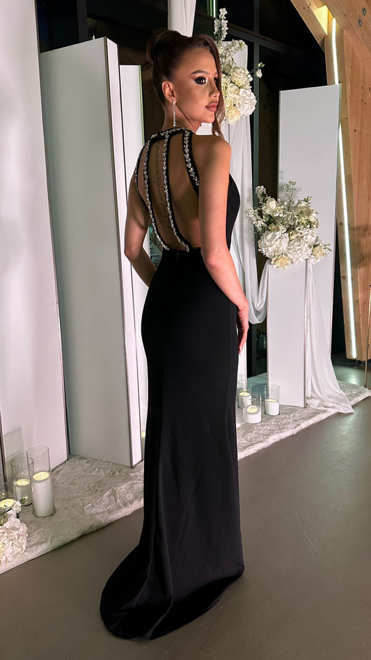 Rochie lunga cu decupaj spate